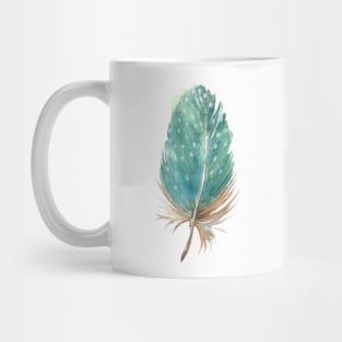 Turquoise Feather of a guinea fowl. Watercolor Mug